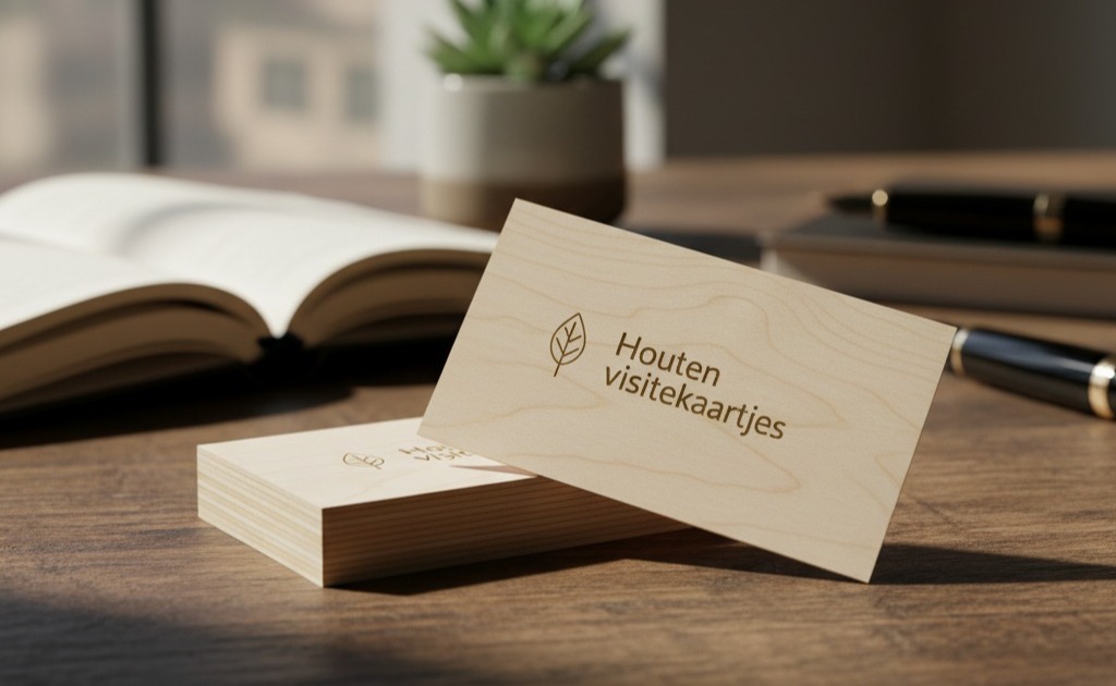 Houten visitekaartjes met natuurlijke uitstraling